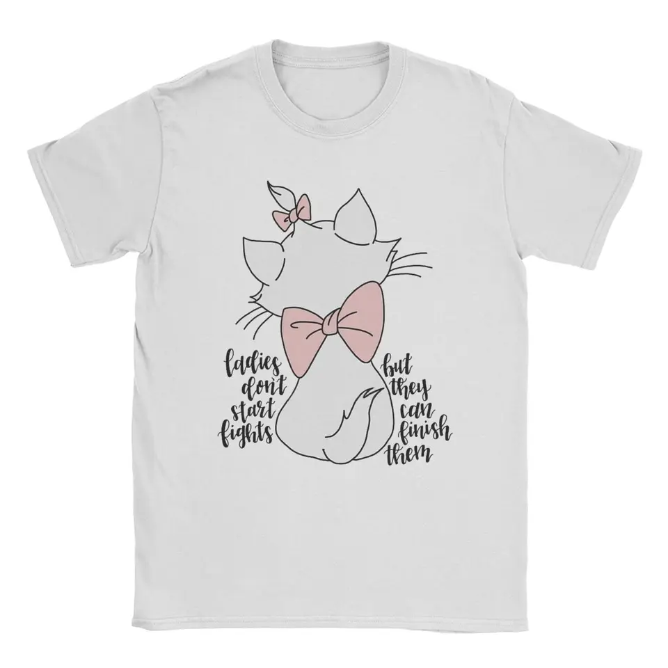 Marie Cat Ladies Nezačínajú bojové tričká pre mužov Ženy vtipné bavlnené odpaliská posádka krk s krátkym rukávom tričko darček pre oblečenie oblečenie