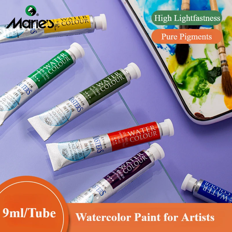 Marie's Masters Water Color 9 ml trubice pre koncentrovanú farbu, čisté pigmenty, hodnotenie vysokej ľahkej rýchlosti remeslá pre umelcov