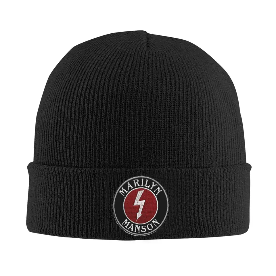 Marilyn Manson Hats Autumn Winter Beanies Nové bleskové logo Rock Caps Unisex akrylová lebka