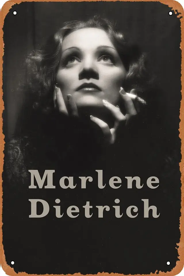 Marlene Dietrich plagát, vintage kovová plechová značka na stenu dekoráciu 8x12inch