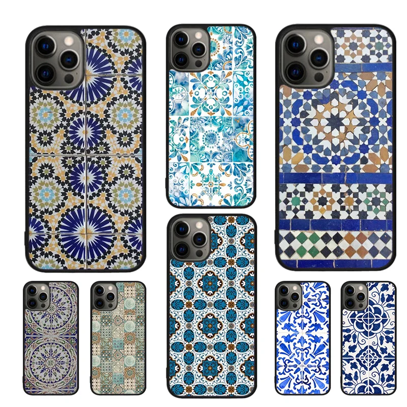 Marocké dlaždice vzorové puzdro pre iPhone 16 15 14 11 12 13 Mini Pro xr xs Max Plus SE Coque Cover Shell
