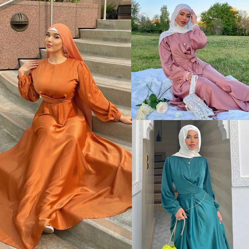 Maroko islamský Stredný východ Saudský arabský moslimský luxusný módny móda Hui Solid Color Robe a členkové šaty Dubai Abaya