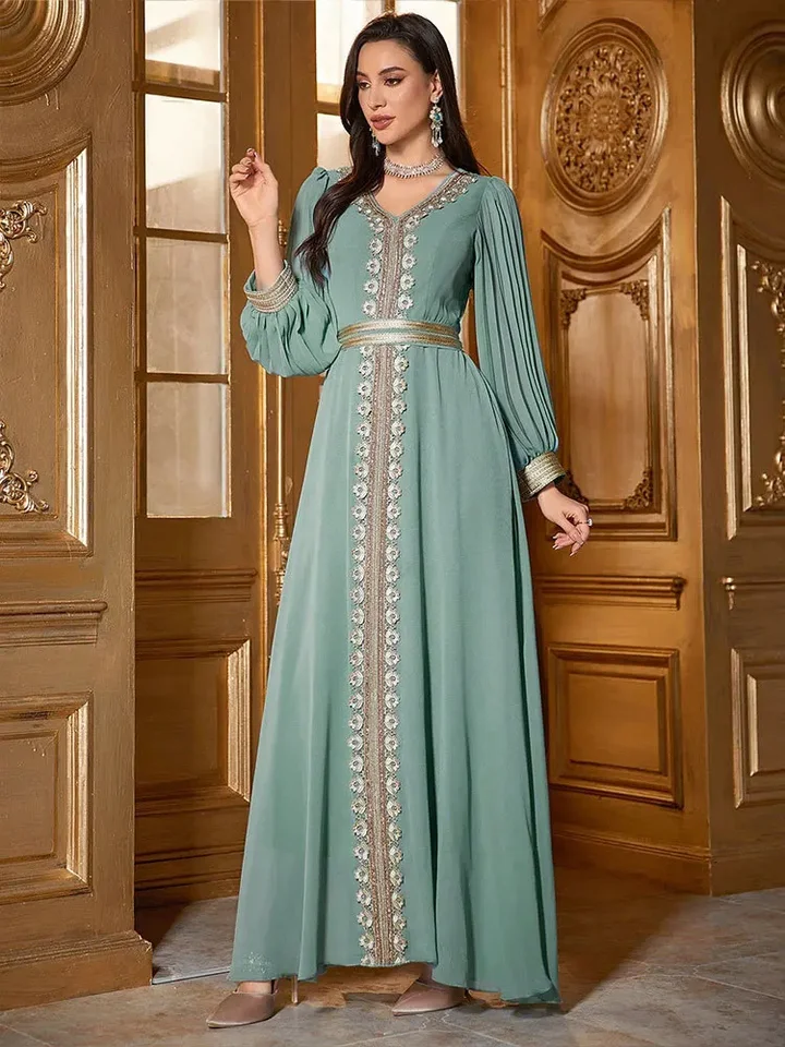 Maroko kaftan eid djellaba elegantné Dubaj Abayas pre ženy moslim maxi šaty Turecko kaftan arabský rúž Ramadan islam odev