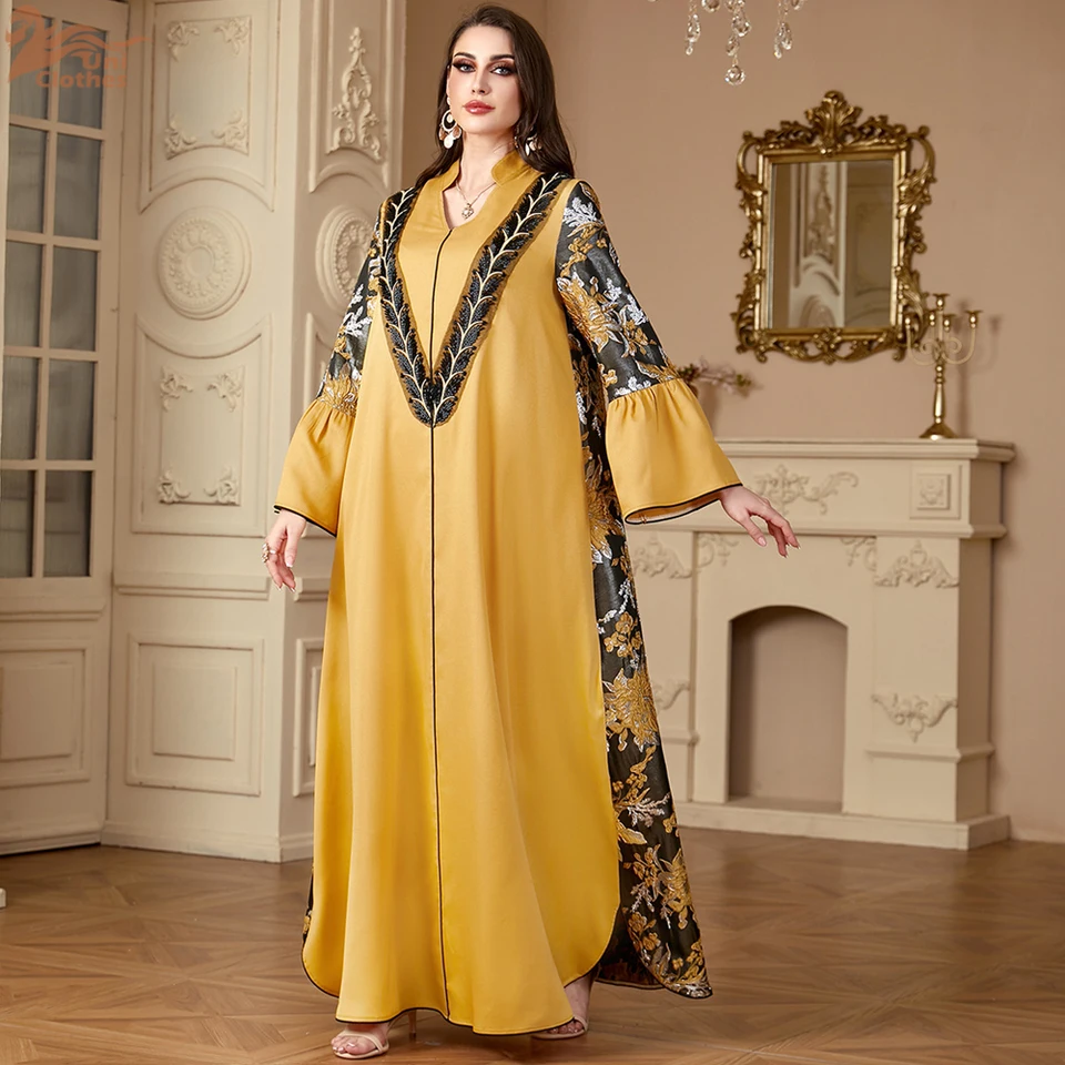 Maroko šaty Kaftan Dubai Abayas Islam Vestidos eid moslimské ženské párty šaty šaty jalabiya výšivka ramadán arabské dlhé rúcho 2024