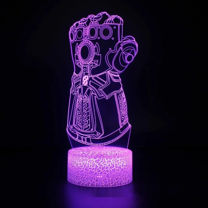 Marvel Avengers Ambient Night Light, Thor Thanos 3D stolová lampa, farebný nočný svetlý stojan, darček pre spací hračky pre deti