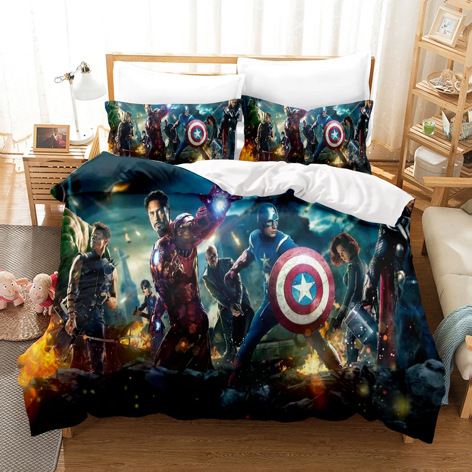 Marvel Avengers posteľná obliečka Set Comforte Luxus 3-dielna 1 kryt prikrývky vynikajúci darček k narodeninám 100% Polyester Home Decor