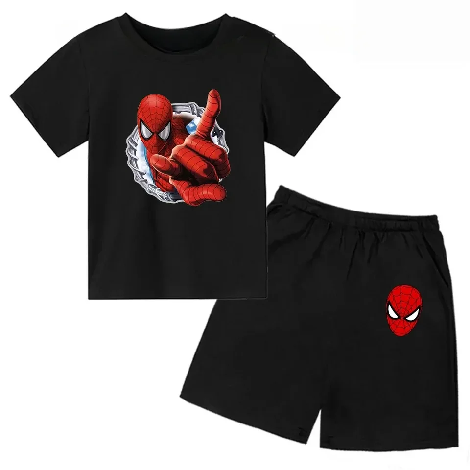 Marvel Avengers Spiderman Anime tlačené tričko+šortky 2ks set letné dieťa chlapec oblečenie oblečenie Príležitostné módne detské deti