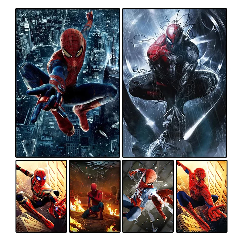 Marvel Avengers Superheroe Canvas Painting Spider Man Serie Movie Wall Art Plaget Moral Picture Picture Detská izba Domáca dekorácia Cuadros
