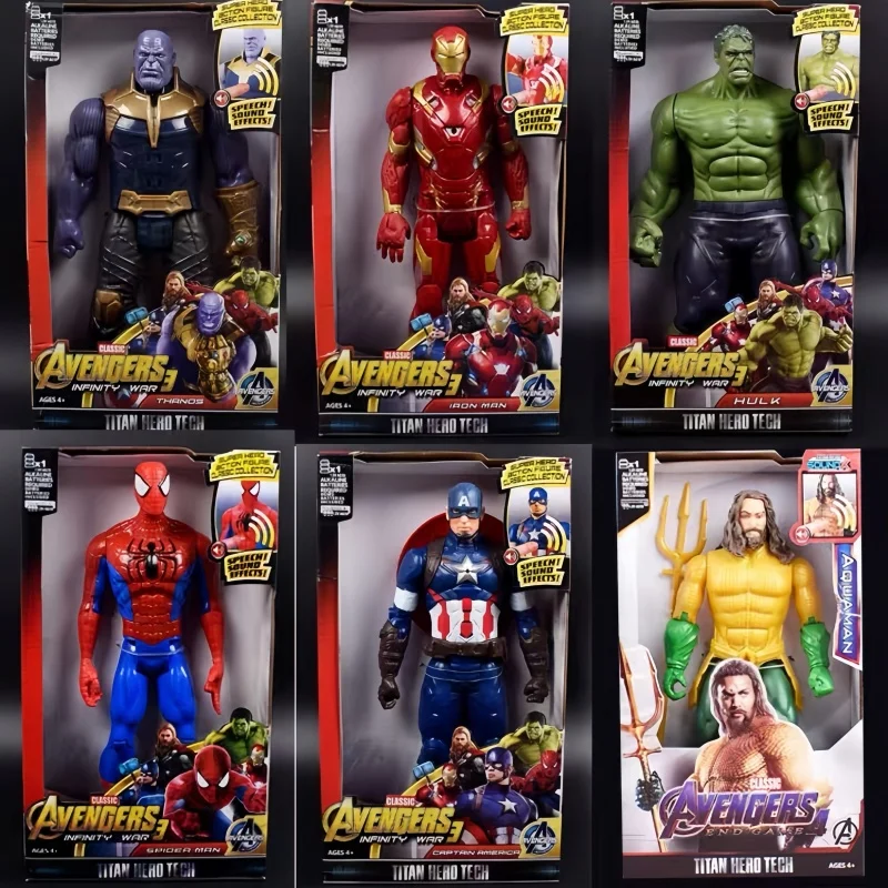 Marvel Avengers Toy Thanos Hulk Spiderman Captain America Iron Man Thor Black Panther so zvukovými a ľahkými akčnými darčekmi