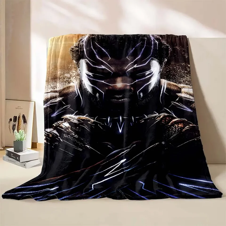 Marvel Black Panther prikrývka Soft Fluffy Trow King Veľkosť luxusná prikrývka Kid Kid Boy Dospelá pohovka posteľ prikrývku Cover Travel Hrot Darček