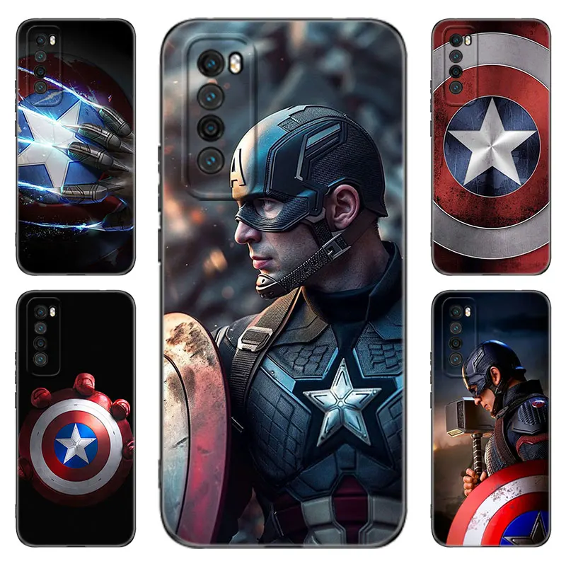Marvel Captain America Black Pase Pase pre Huawei Nova 5 7 10 Pro 6 9 SE Y70 plus 4 5i 7i 8i Honor Y5P Y6P Y6S Y7A Y7P Y8P
