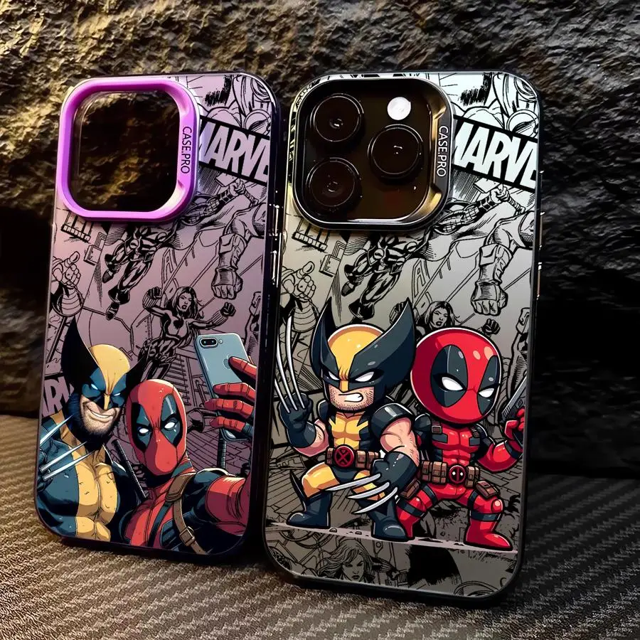 Marvel Deadpool a Wolverine Cartoon Telefón puzdro pre iPhone 11 12 13 14 15 16 Pro Promax 14 15 16 Plus fonda Case