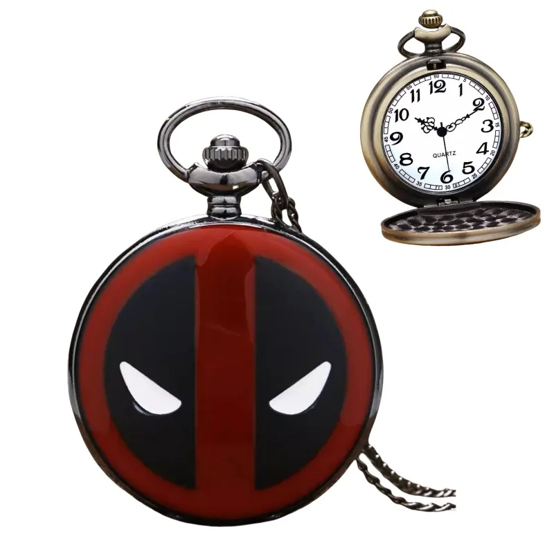 Marvel Deadpool Movie Animácia Periférne prispôsobené vreckové hodinky Create Flip Retro prívesok Cool Študent a detský darček