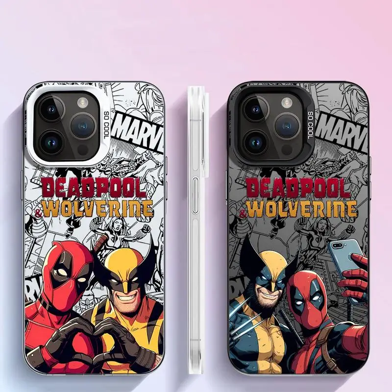 Marvel Deadpool Wolverine puzdro pre Apple iPhone 11 13 15 Pro Max 14 Plus 12 16 Silikónový telefón kryt Shock odolná v oblasti ochrany ochrannej fondy
