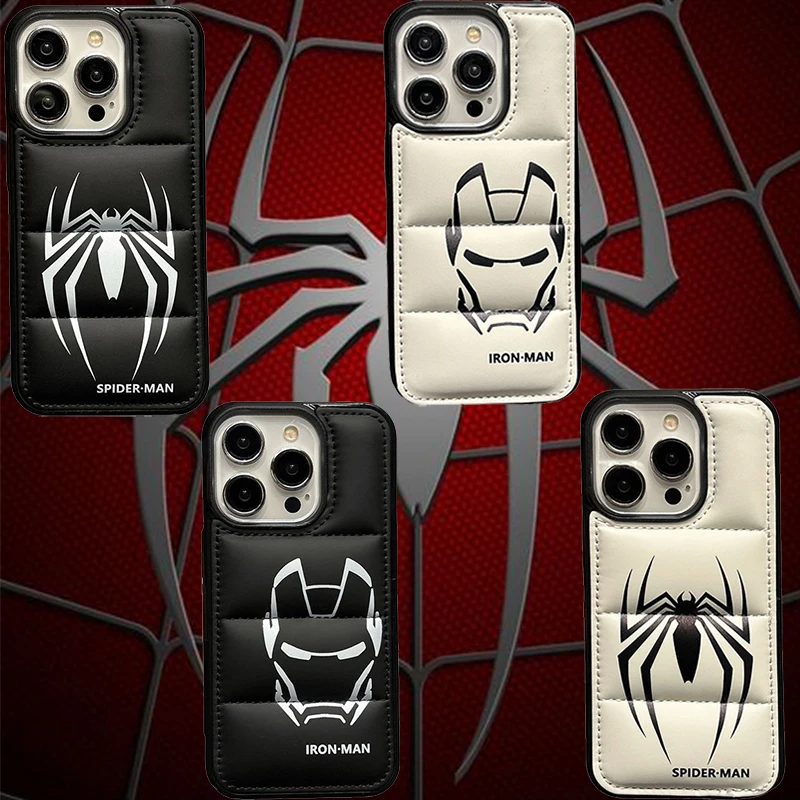 Marvel Hero Iron-Man Spider-Man Pase pre iPhone 11 12 13 14 15 16 Pro Max Plus Mini 16Pro Spiderman Down Bunding Cover
