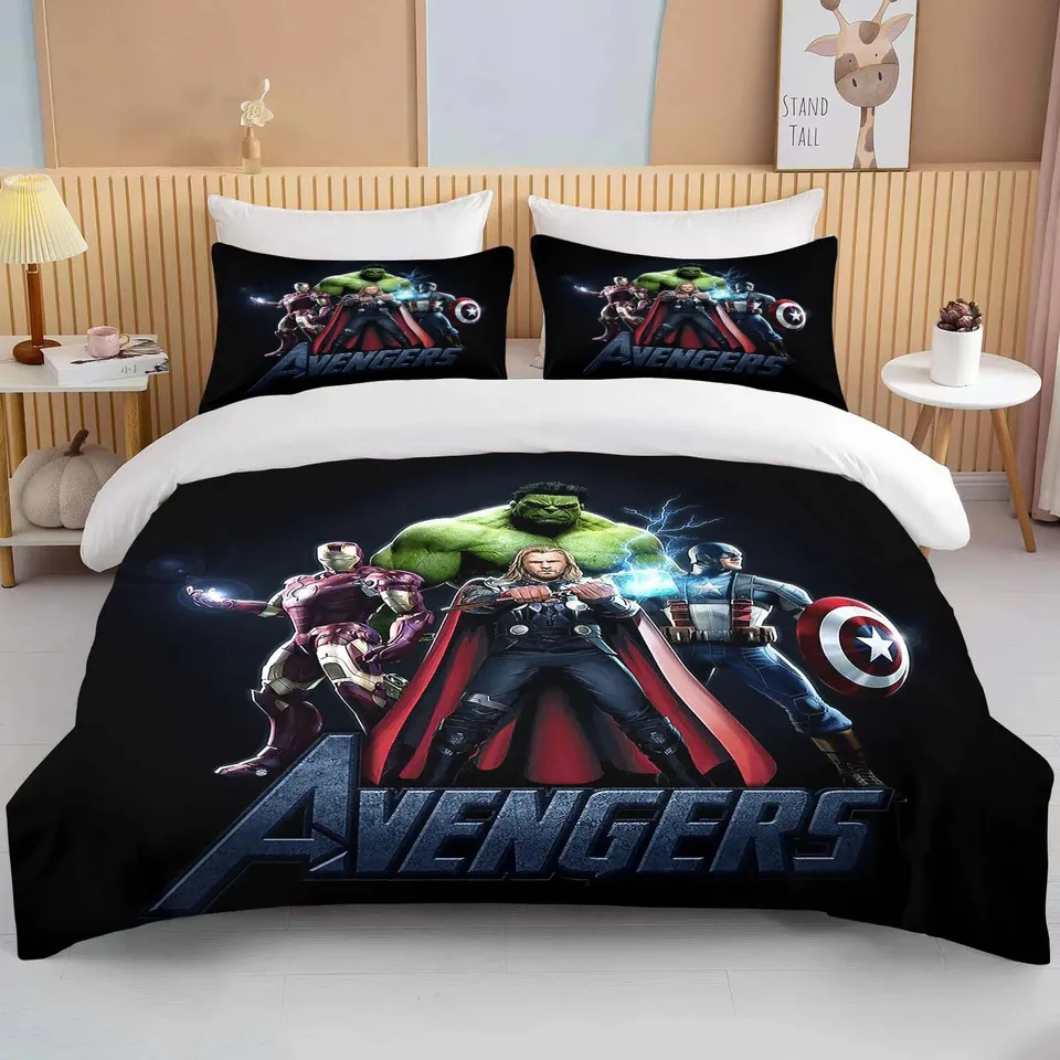 Marvel Heroes the Avengers Bedding Set, Anime Cover Anime, 3D tlač, pre dospelých pre deti, pre dvojlôžkovú posteľ