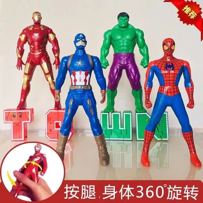 Marvel Iron Man Action Figure Rotácia hračky Spider Man Captain America Hulk Model pre detský darček otočné hravé novinky