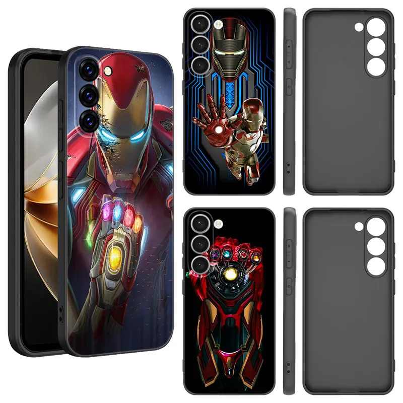 Marvel Iron Man čierny silikónový puzdro pre Samsung Galaxy S23 S21 S20 Fe S24 S22 Ultra S10E S10 S9 S8 Plus