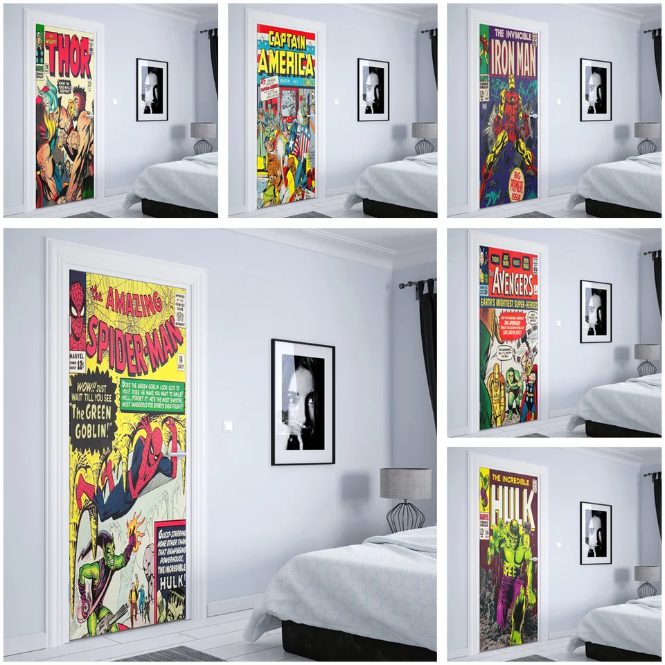 Marvel Movie super hrdina Spider Man Iron Man Hulk HD Domáce dekorácie Dvery Sticker Detská izba Detská izba nástenná nálepka estetické komiks