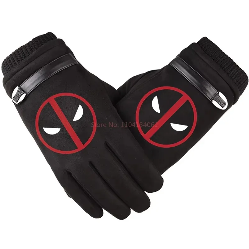 Marvel Periférne rukavice Deadpool 2 Movie a dámske zimné fleece teplé dotykové obrazovky Full Finger Half Finger Rukavice