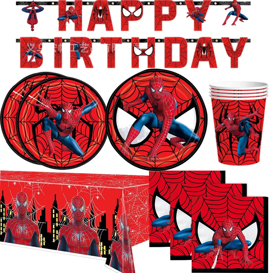 Marvel Red Spiderman Party Aranžovanie dekorácia na jednorazový riadový papierový tanier pohár obrúsky obrus