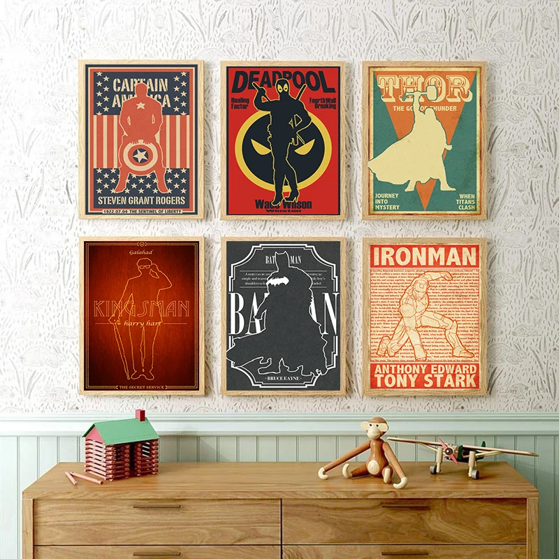Marvel retro avengers superhrdinové komiksy plagáty Iron Man Thor Canvas maľba malia