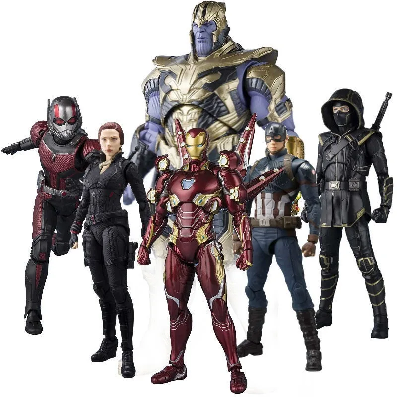 Marvel SHF The Avengers Iron Man Thanos Captain America Spider-Man Moveble Figure Ručne vyrábaný model Deti obľúbený darčekový farebný box