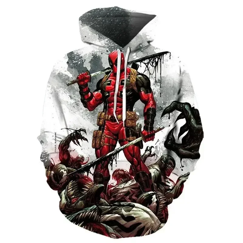 Marvel Spider-Man Deadpool Loose Hoodie 3D digitálna tlač Pánske a dámske módne športové hip-hopové pulvover