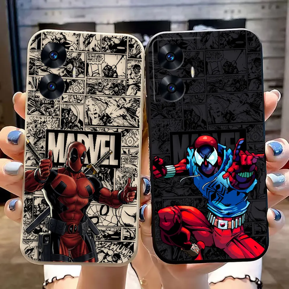 Marvel Spiderman Deadpool Cover Cover Telefón pre OPPO Realme C12 C20 C21Y C35 C55 C55 C63 20 XT GT NEO 2 NARZO 50 30 20 KAŽDÝ PRÍPAD FONDA