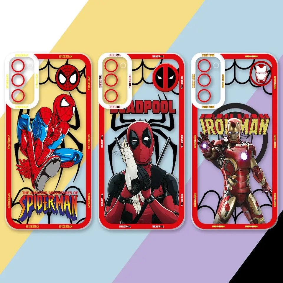 Marvel Spiderman Iron Man Deadpool Funda Clear Case pre Realme 10 9 9i 8 8i 7 7i 6 5 3 Narzo 50 50Aprime Pro Plus 5G Cover Cqoue
