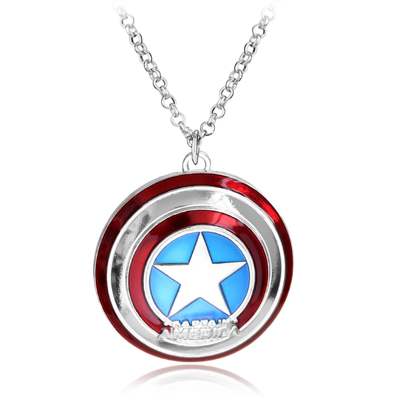 Marvel superhrdina kapitán Amerika Náhrdelník Steve Rogers Round Shield Prívesok prívesok na krk reťaz cosplay prop ženy a muži šperky