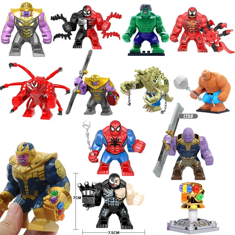 Marvel superhrdina Mini Block Avengers Alliance Hulk Destroyer Spider Man Venom Puzzle Zhromaždenie blokovania hračiek pre deti narodeniny darček