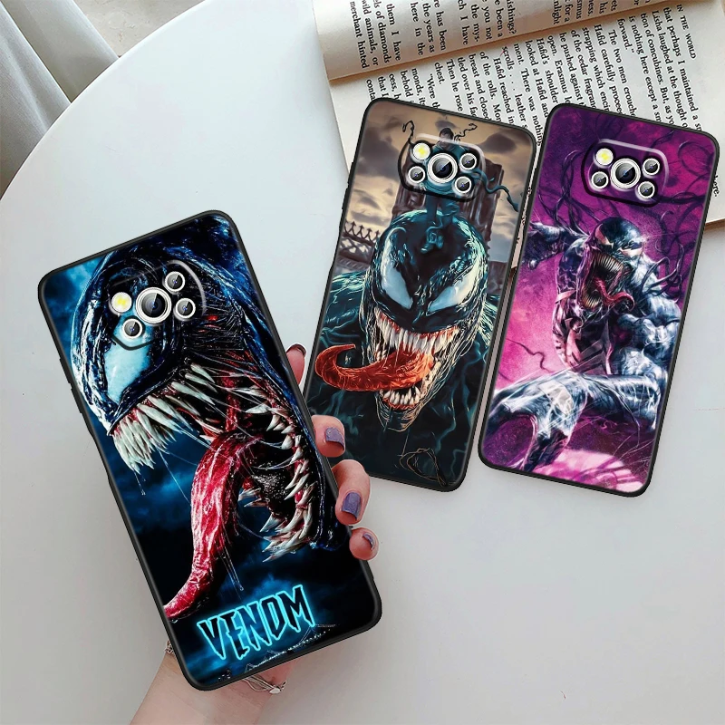 Marvel Terror Venom Art Pase Pase pre Xiaomi Mi Poco X5 X4 X3 M5 M5S M4 M3 F5 F4 F3 F2 C40 PRO GT NFC 5G Čierna obal