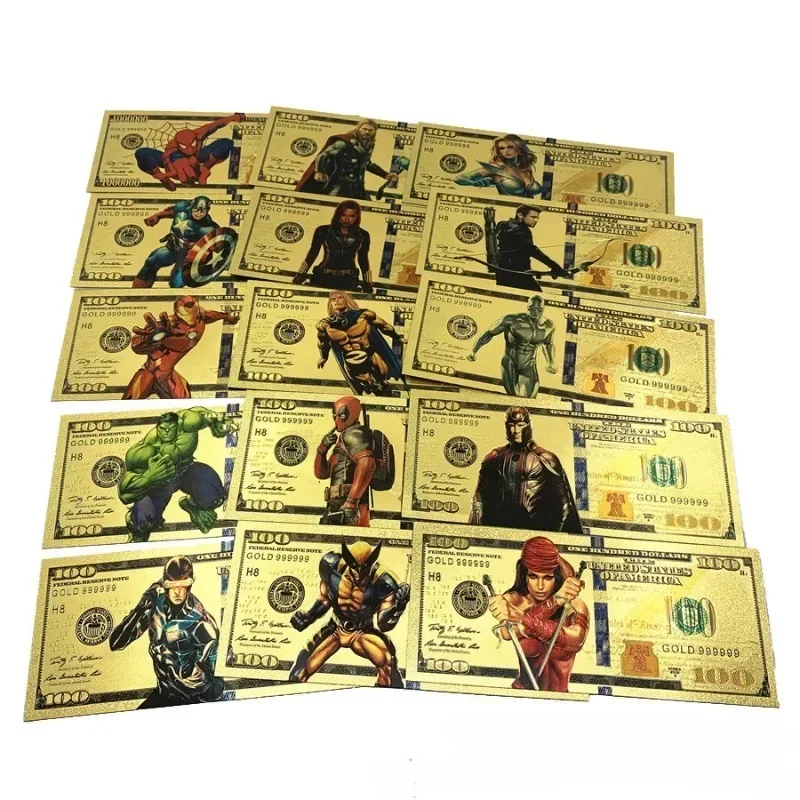 Marvel The Avengers Gold Foil Paper Decorácie anime hračky figúrky Iron Man Captain America Collection Cacnity Kids Birthday Darčeky