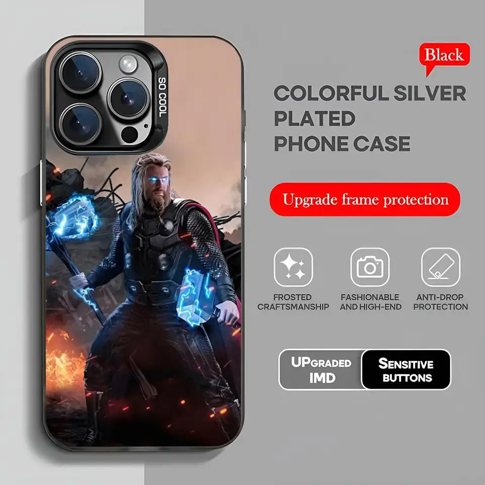 Marvel Thor Miniso Mouse Pad Black Populárne v Kórei veľkoobchodný puzdro pre iPhone 16 15 14 13 12 Pro XR Shock odolný farebný kryt