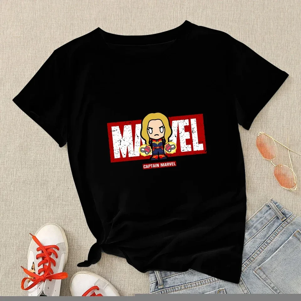 Marvel Tričká Disney Hipster Black Spiderman Tirkera Streetwear Summer Harajuku T košeľa krátke rukávy Tops Tops pre ženy