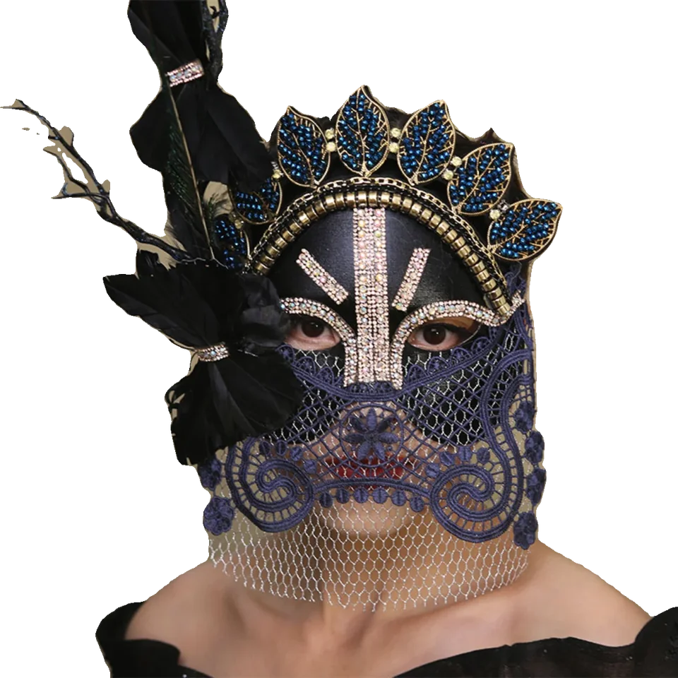 Maska cosplay make -up strany perie čipkarná čipka plná tvárová masky vlastná maska ​​Halloween maska