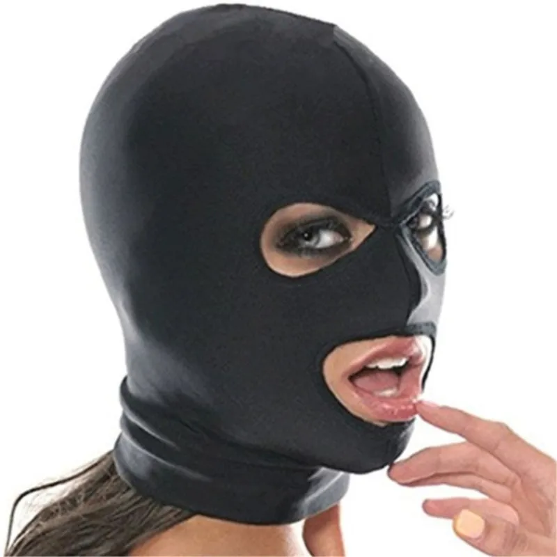 Maska kapucňa sexy hračky Otvorené ústa očné otroctvo Party maska ​​cosplay otrok trep