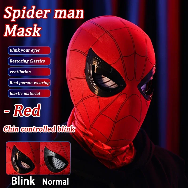 Maska pavúka môže blikať pokrývku masky hlavy cosplay pohybujúce oči Mask model elastické hračky Dospelé deti Halloween vianočné darčeky