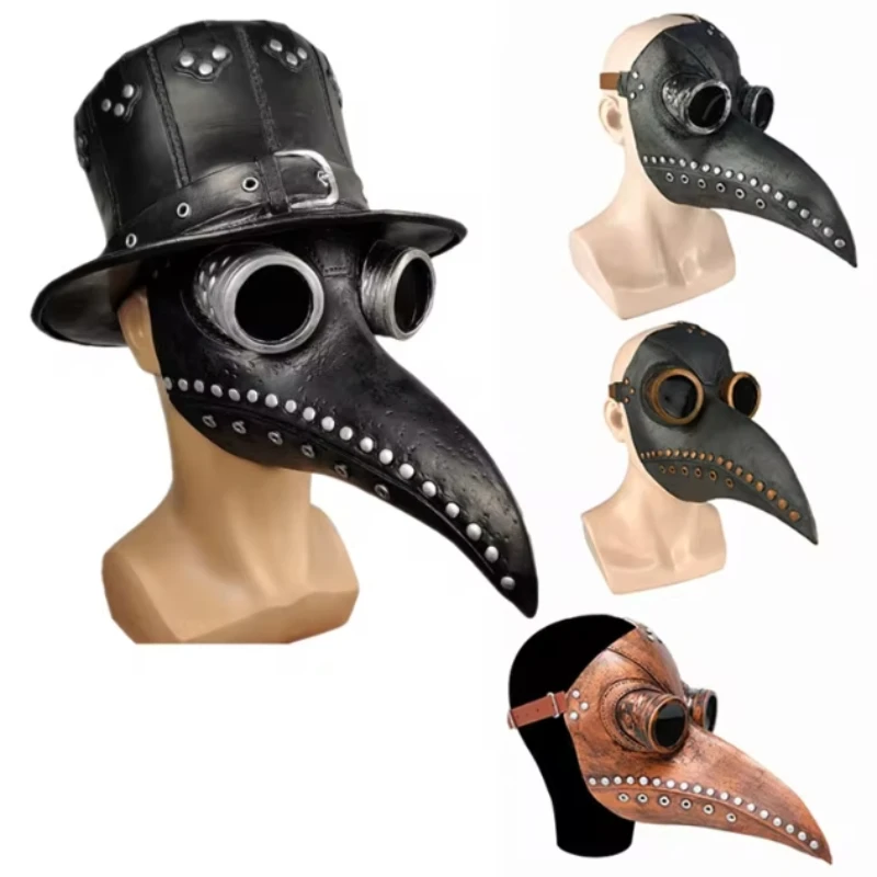 Maska Čierny gumový mor moru Halloween dlhý nos Bird Beek Steampunk Gas Latex Face Mask Cosplay Podpor pre deti a dospelých
