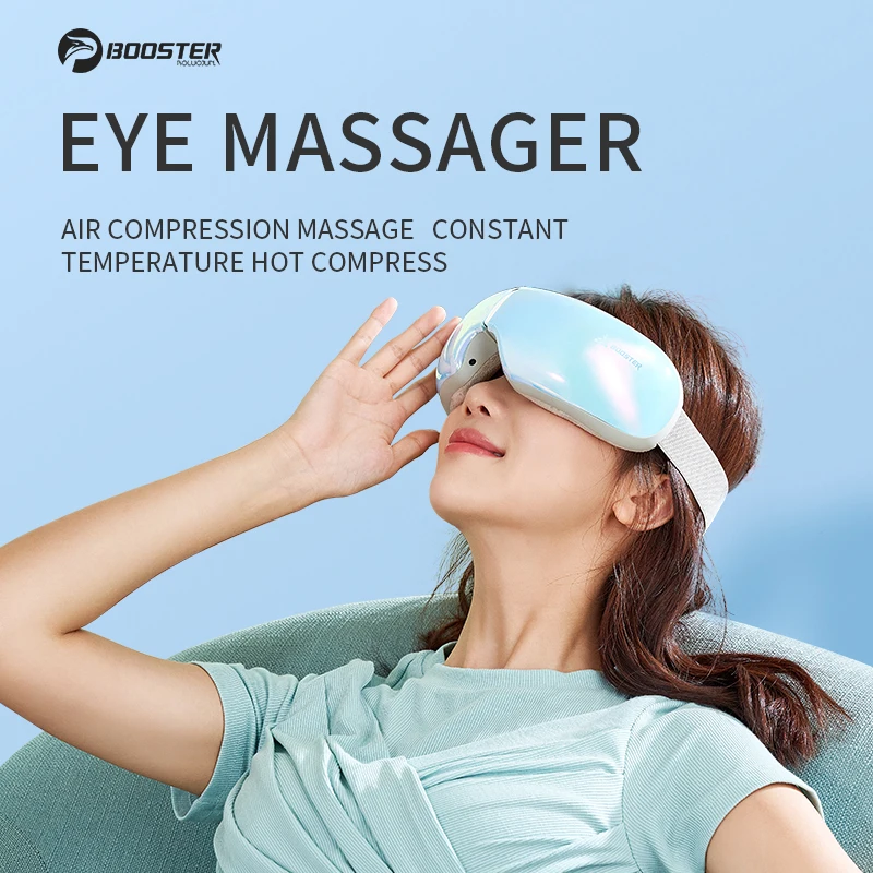 Massager očí s teplom a kompresiou, Maságer hudby Bluetooth na relaxáciu a zníženie napätia očí zlepšujú spánok