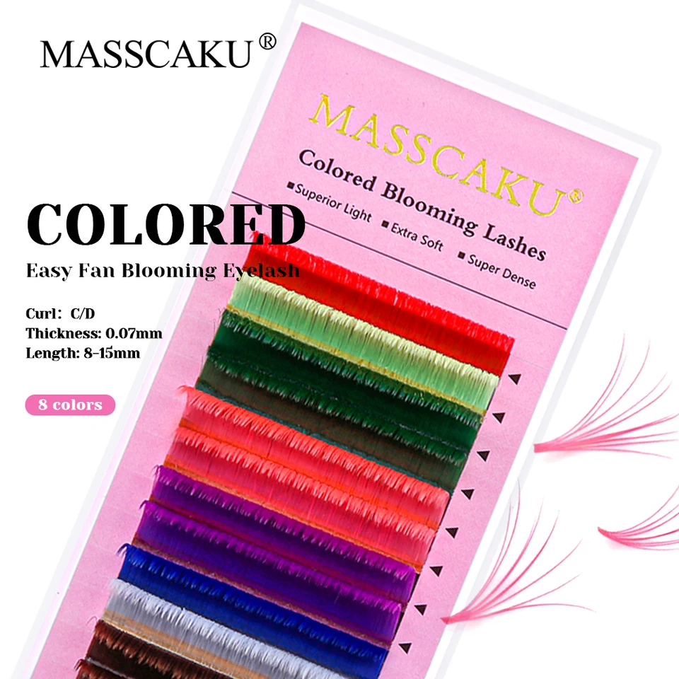 MASSCAKA CD CURL 8-15MM s jednou veľkosťou ručne vyrábaného farebného kvitnúceho riasy syntetické vlasové makaróny farba automatické kvitnúce riasy na sklade