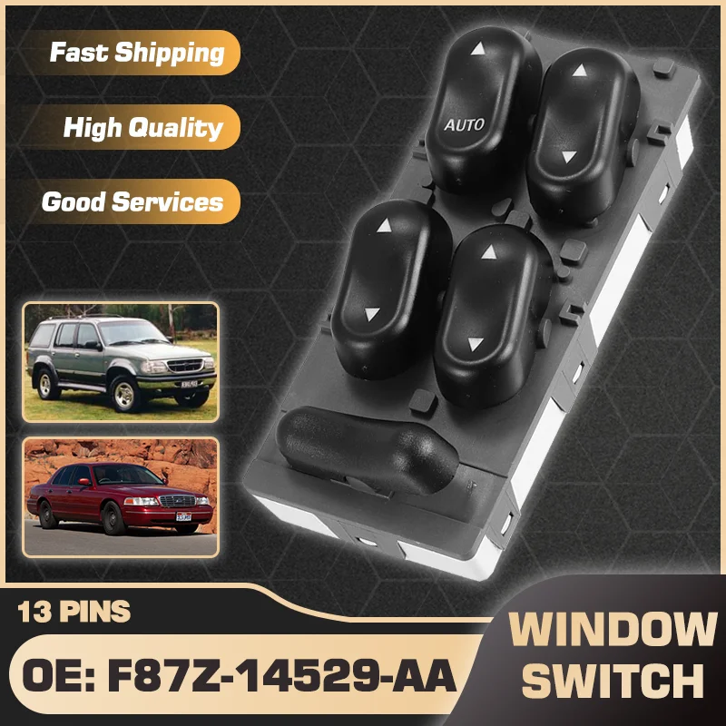 Master spínač okna elektrického energie pre Ford Explorer Sport Mk2 Ford Crown Victoria MK1 MK2 1995-2001 F87Z-14529-AA 13 PINS