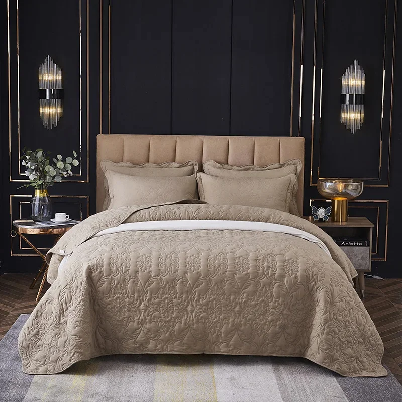Mastná farebná rastlina Jacquard Bedspread prešívané posteľné kryty posteľnej postele veľkej veľkosti pre posteľ 220x240/240x250cm
