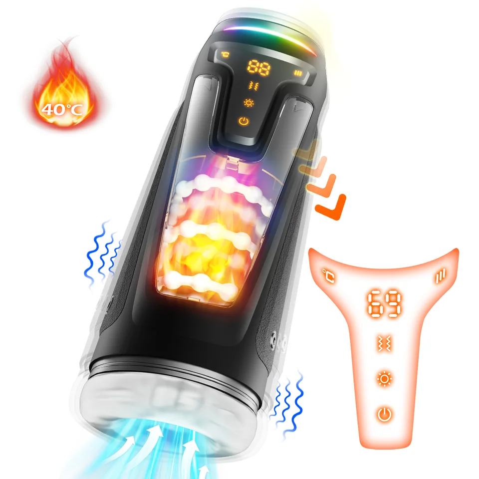 Masturbátori pre mužov pre dospelých Sex Tooys pre človeka s LED vykurovaním LED HURTING Vibrator vagina vajec Automatické fajčenie na sanie stroja