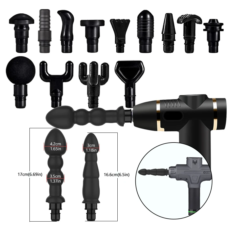 Masážne pištole Vibrácie Vibrácie Vibrácie pre fasciu pištoľ Perkusie Vibrátory hlavy pre masážny 18 mm priemer spojovacieho tyče