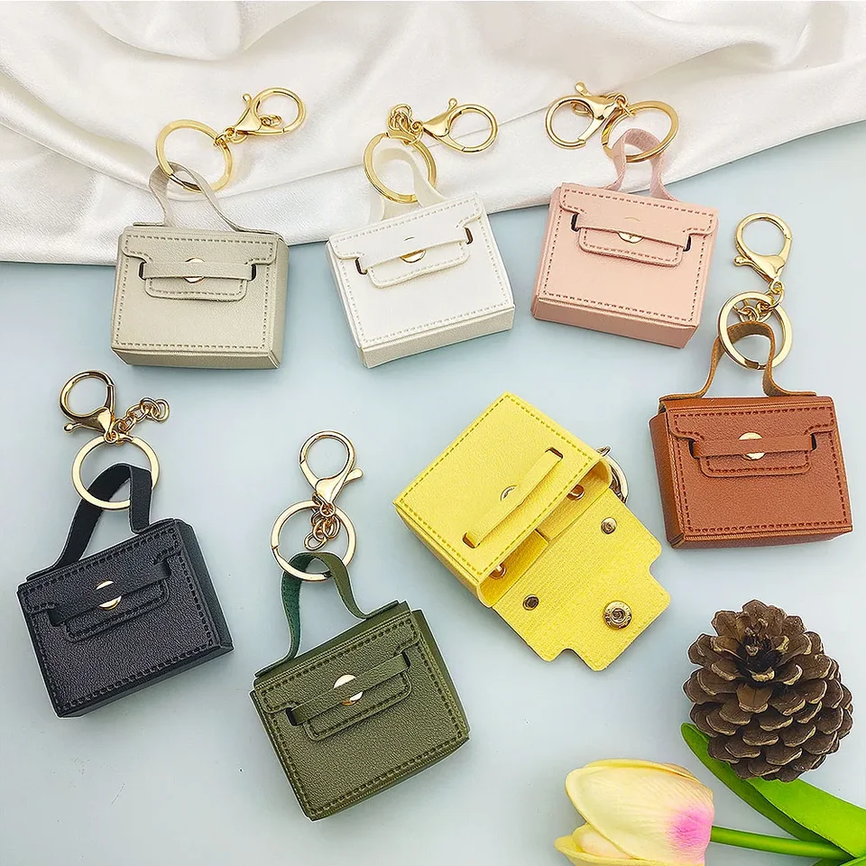 Masívna farebná minca kabelka Kľúčenka darček PU kožená peňaženka Mini taška s taškou prívesok keyring