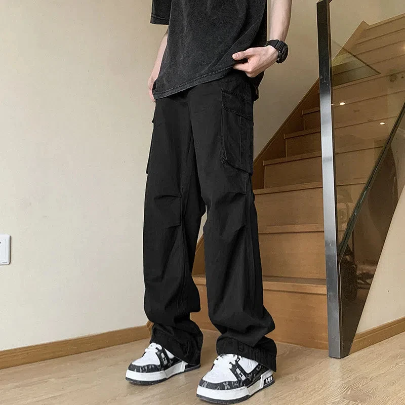 Masívne farebné elastické vrecká na zips High Wasted Loose Pánske odevy Spring Jesenka
