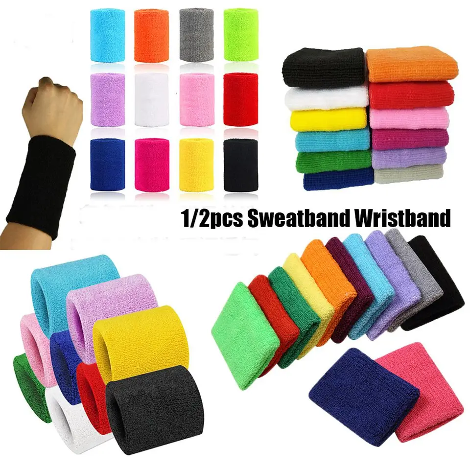 Masívne farebné obaly stráže volejbal basketbal Tennis Hands Bands Sport Powand Gym Sweat Wristband Cotton Wrist Band