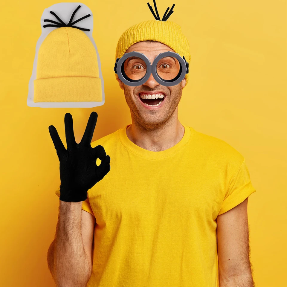 Masívne unisex čiapky jesenná zimná zimná zimná mäkká teplá pletené klobúky darčeky Minions cosplay karikatúry čiapky Ženy Men klobúk